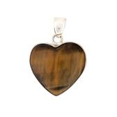 Large brown Tigers Eye heart sterling silver pendant. 