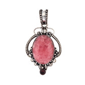 Rhodochrosite and Garnet sterling silver pendant. 