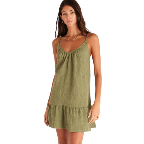 Z SUPPLY AMALIA GAUZE GREEN DRESS PURPLE LEOPARD BOUTIQUE