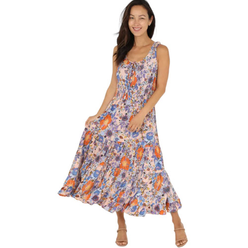 LOLA P. FLORAL PRINT MAXI DRESS | PURPLE LEOPARD BOUTIQUE