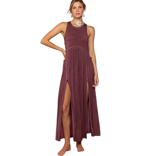 POL CLOTHING SLIT MAXI DRESS | PURPLE LEOPARD BOUTIQUE