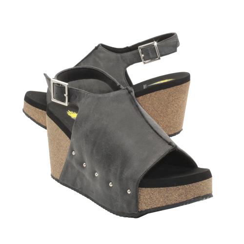 Volatile Footwear DIVISION Black Wedge Sandal