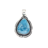 Blue Larimar teardrop shap sterling silver pendant. 