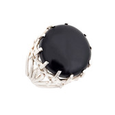 Round black Onyx sterling silver ring. 