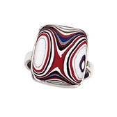 Red, white and blue square ring size 8.  
