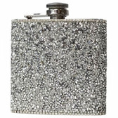 Silver Rhinestone Stainless Steel Flask