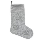 Silver Rhinestone Paw Print Stocking