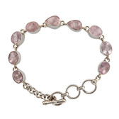 Rose Quartz sterling silver toggle bracelet. 