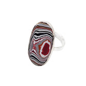 Large oval Fordite adjustable sterling silver ring.