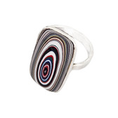 Rectangle Fordite sterling silver adjustable ring. 