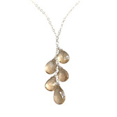 Champagne teardrop stone sterling silver necklace.