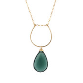 Large teardrop London Blue Topaz 14kt gold filled necklace. 