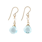 Blue Topaz and Herkimer Diamond gold filled dangle earrings. 