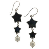 Black Shell Dangle Star Earrings