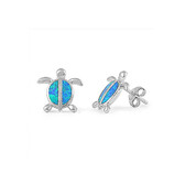 Lab created Opal turtle sterling silver earrings. 