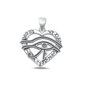 Eye of Horus zodiac heart sterling silver pendant. 