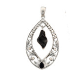 Large Shungite sterling silver pendant. 