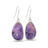 Abstract Charoite sterling silver earrings. 