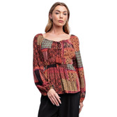 Bohemian Long Sleeve Print Top