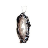 Agate and Cubic Zirconia sterling silver pendant. 