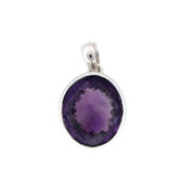 Oval faceted purple Amethyst sterling silver pendant. 