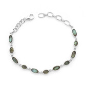 Oval Labradorite sterling silver bracelet. 