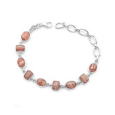 Rhodochrosite sterling silver bracelet. 