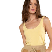 POL Clothing Yellow Scoop Neck Rib Tank Top