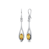 Citrine and CZ sterling silver earrings. 