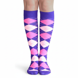neon pink and purple argyle socks neon pink and purple argyle socks