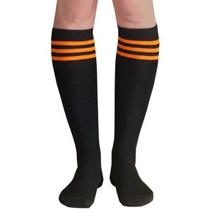 black tube socks with 3 orange stripes black tube socks with 3 orange stripes