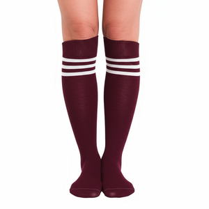 maroon tube socks with 3 white stripes maroon tube socks with 3 white stripes