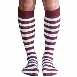 Tall Maroon/White Striped Socks Tall Maroon/White Striped Socks