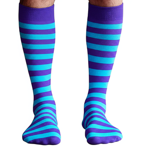 Tall Purple/Neon Blue Striped Socks Tall Purple/Neon Blue Striped Socks