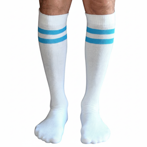Tall Tube Socks White/Neon Blue Tall Tube Socks White/Neon Blue