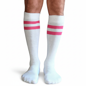 Tall Tube Socks White/Neon Pink Tall Tube Socks White/Neon Pink