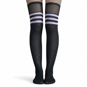 Thigh Highs Black & Lilac Thigh Highs Black & Lilac