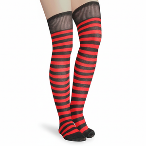 Thigh Highs Black/Red Striped Thigh Highs Black/Red Striped