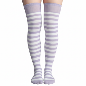 Thigh Highs Lilac/White Striped Thigh Highs Lilac/White Striped