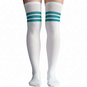 Thigh Highs White/Teal Thigh Highs White/Teal