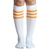 white tube socks with 3 orange stripes