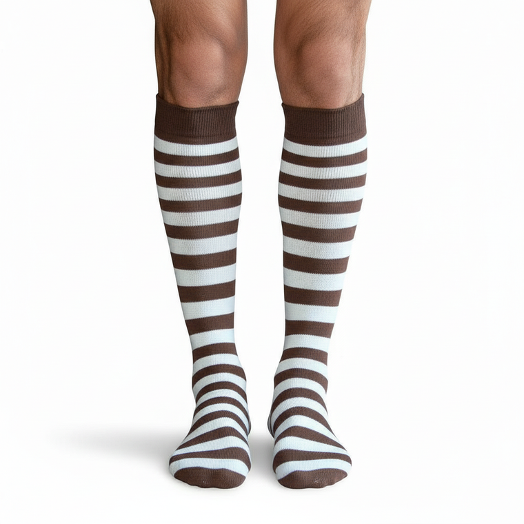 Tall Brown/White Striped Socks