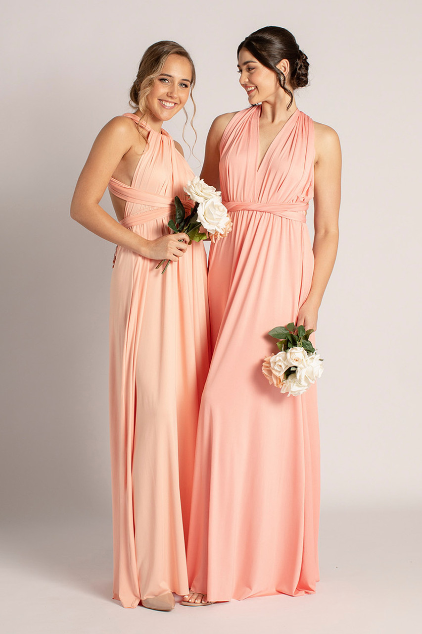 Coral peach store bridesmaid dresses