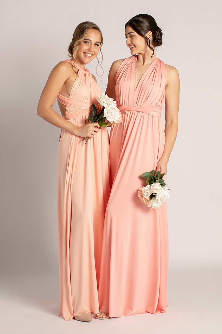 Velvet Multiway Infinity Dress in Coral For Sale - Bridesmaids Dresses