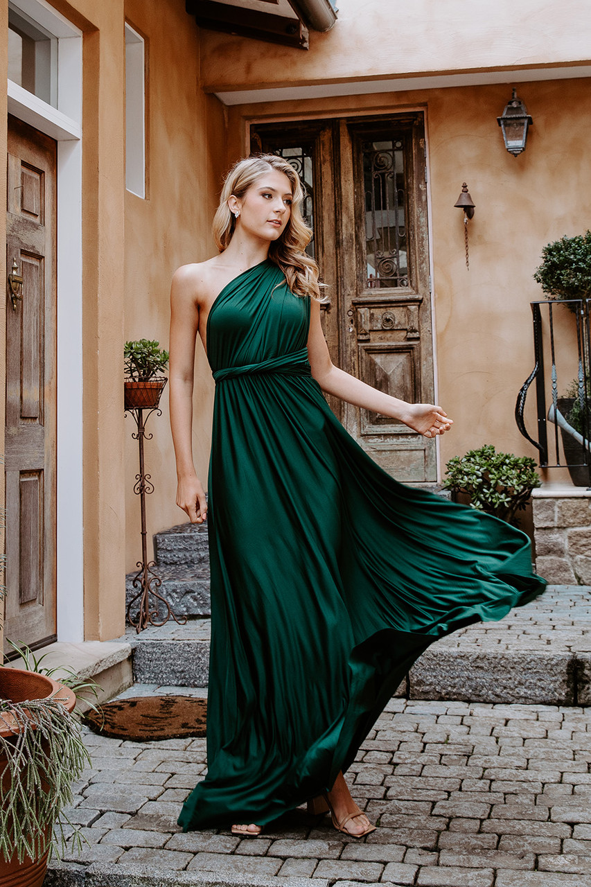 Classic Multiway Infinity Dress in Hunter Green - Evening