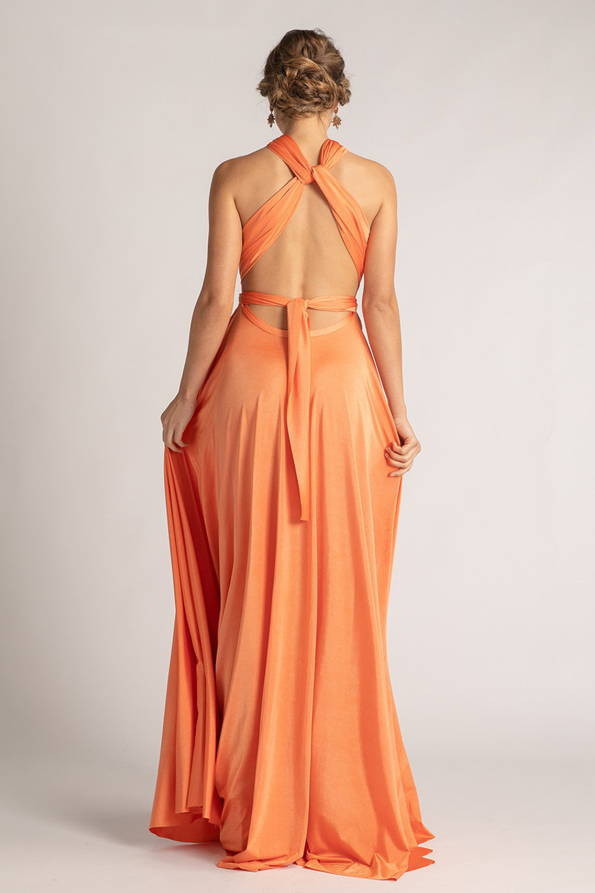 Luxe Satin Ballgown Multiway Infinity Dress in Coral