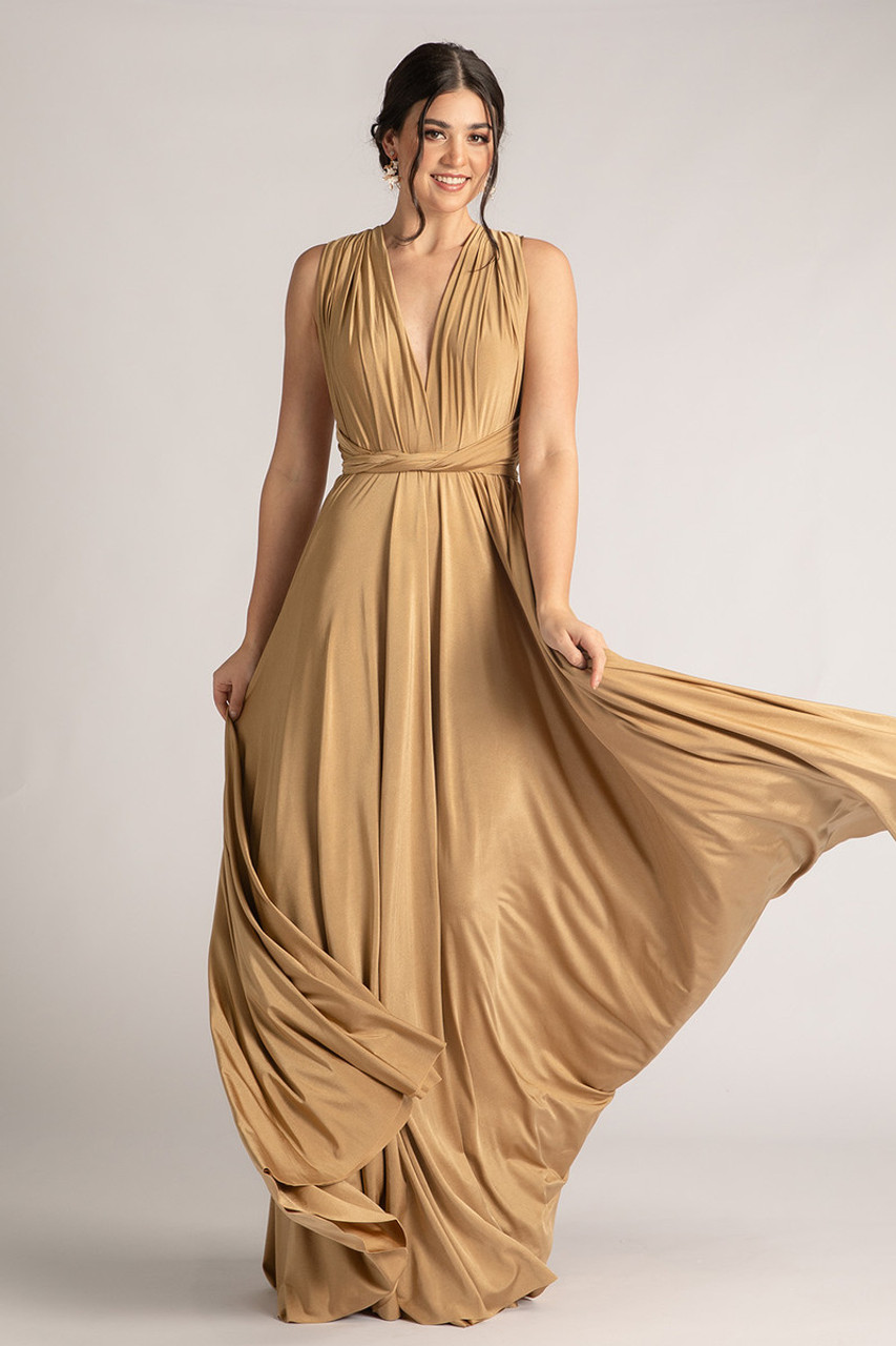 Gold Satin Cocktail Gowns with Prices