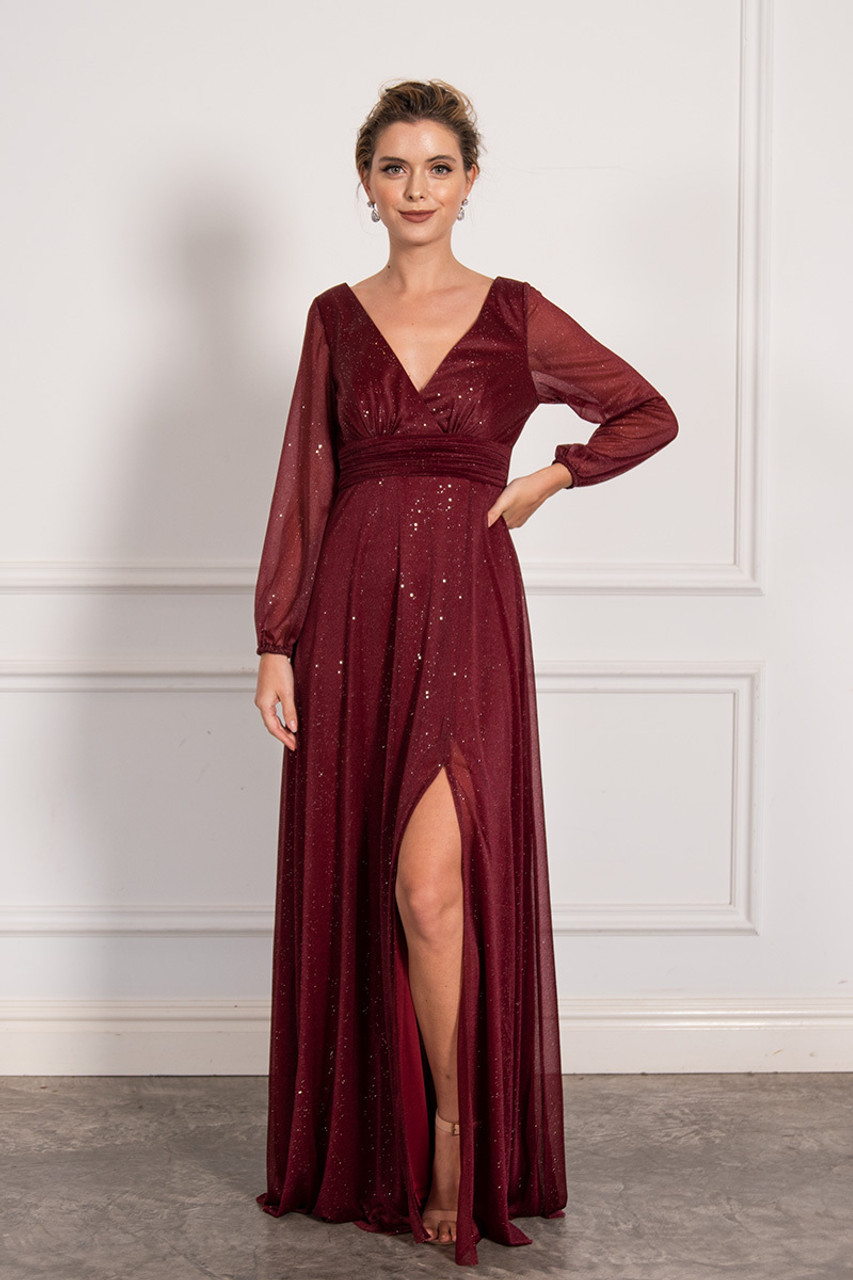 Burgundy full hot sale length dress