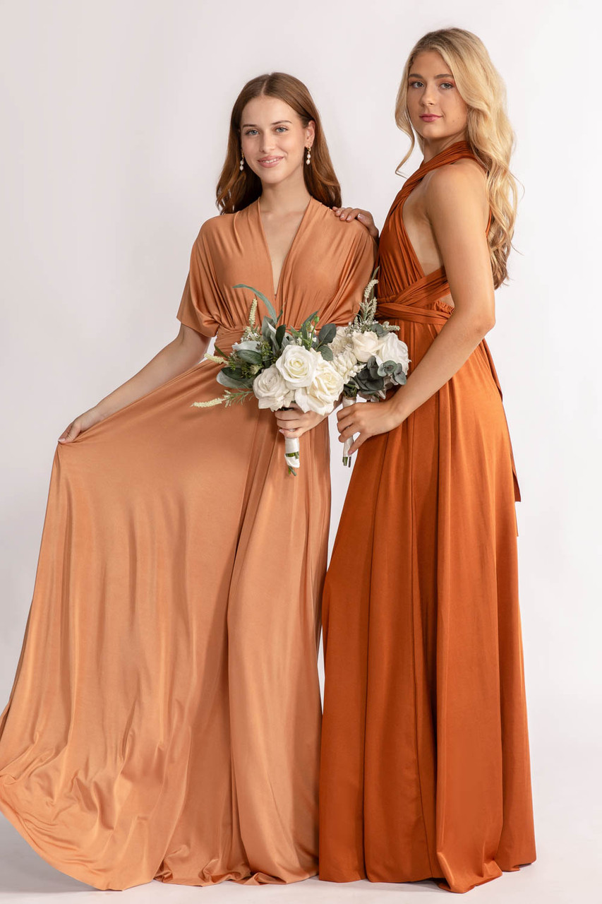 Tan Rust Orange Velvet Dress Burnt Orange Bridesmaid Dress