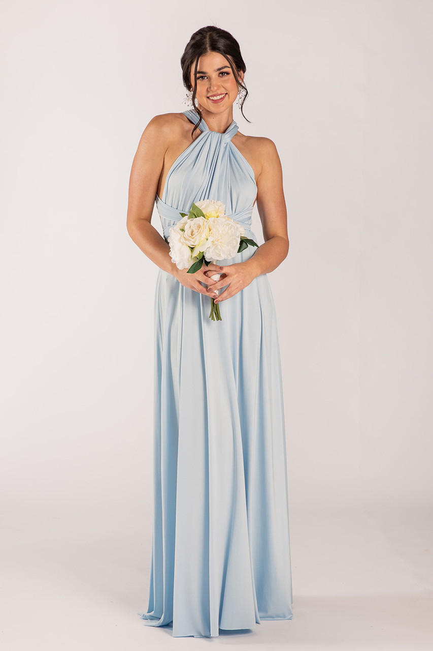 Powder Blue Infinity Bridesmaid Dress With Long Greek Style Skirt